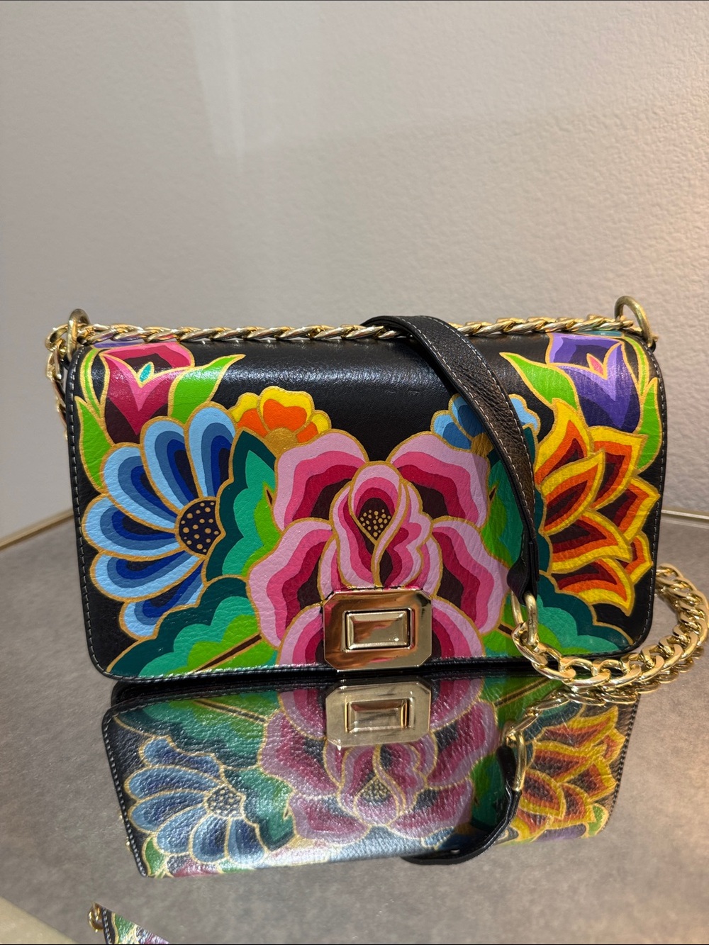 Fina Catrina Hand-Painted Leather Handbag